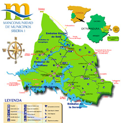 Mapa de los municipios que componen la mancomunidad, haga clic para ampliar